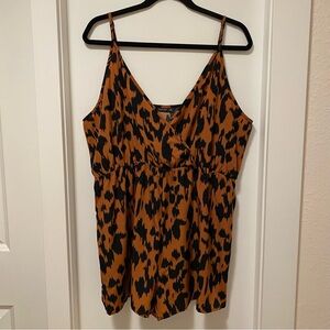 Shein CURVE 2XL Animal Print Romper Brown Black Abstract Earth Tones Plus Size